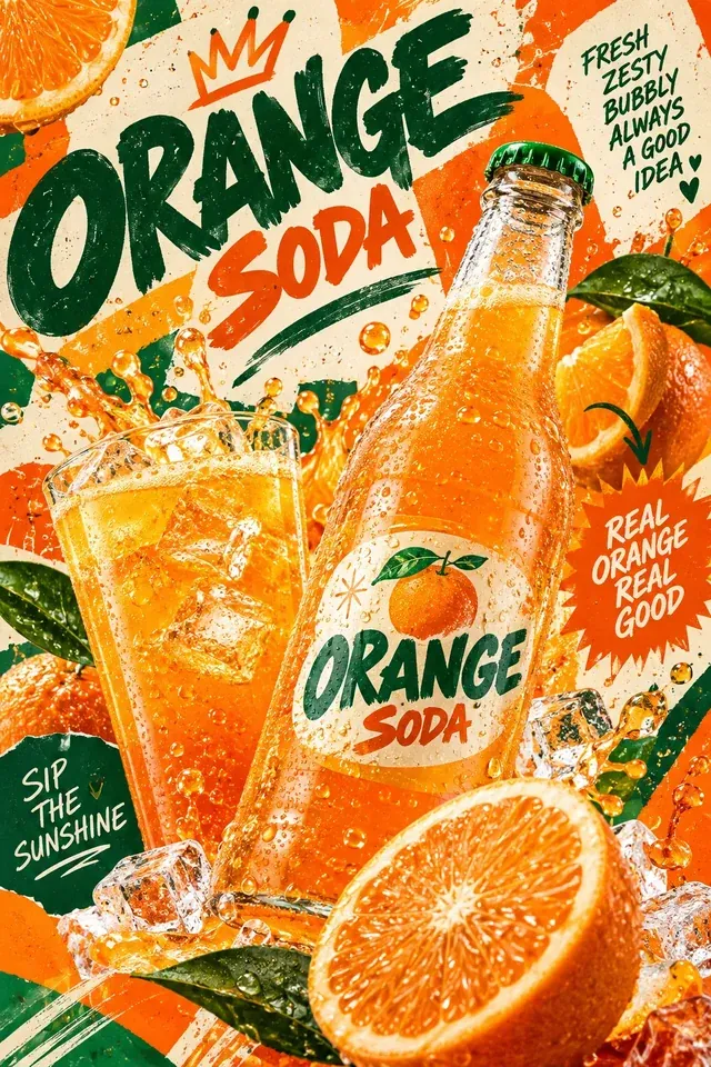 Citrus Splash Poster — Beverage · Maximalist · Advertising