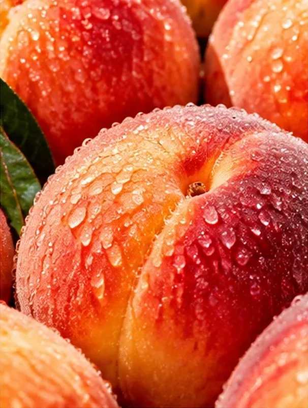Juicy Peach Macro — Fruit · Food